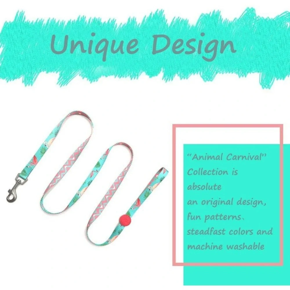 Flamingo Print Dog Collar and Leash Set